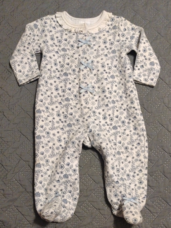 Laura Ashley Other - Laura Ashley Cream Footed One-Piece with Light Blue Floral Print